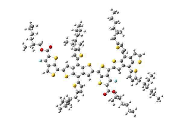 양자화학 계산 과정에서 사용한 PTB7-Th 분자 구조 모델