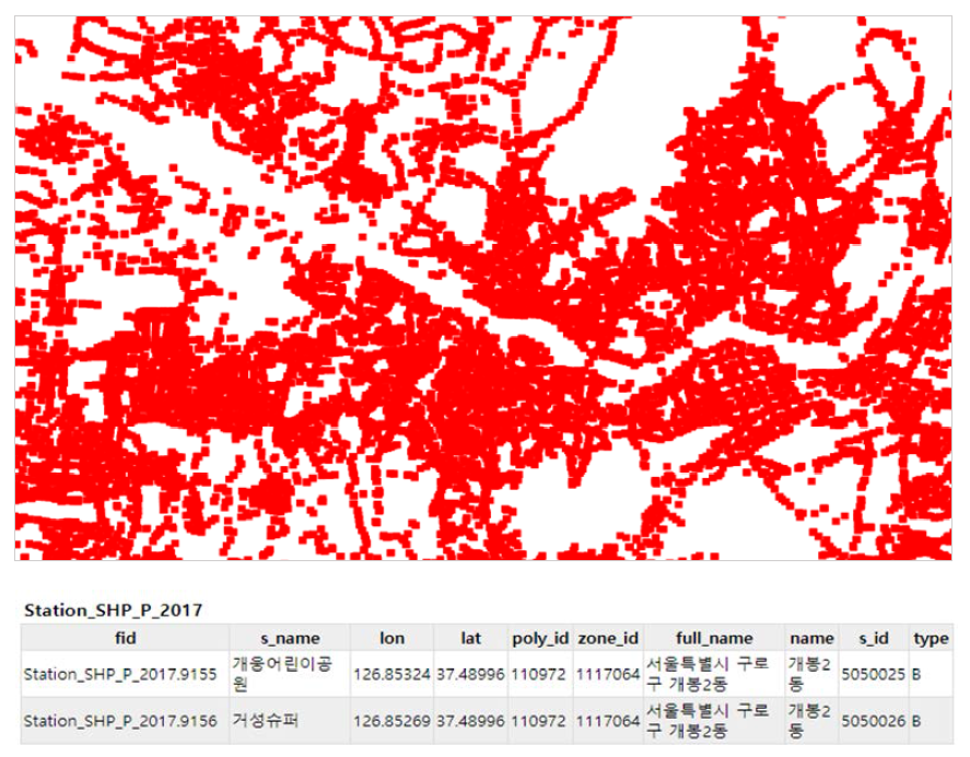 GeoServer 기반 정류장 위치 노드 레이어