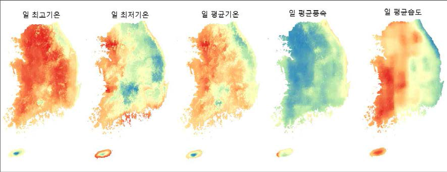 1km 실시간 예측장 상세화 격자형자료형태