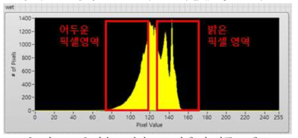 젖은 노면의 ROI 픽셀 값 평균 그래프