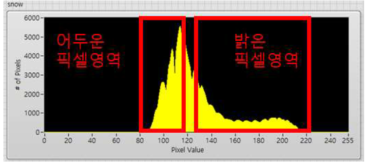 노견 적설 ROI 픽셀 값 평균 그래프