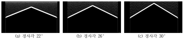 양지붕형 온실의 풍속 0 m/s에 대한 경사각별 적설분포