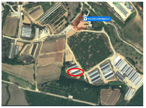 한경대학교 부속농장의 장비 설치 지점의 위성사진