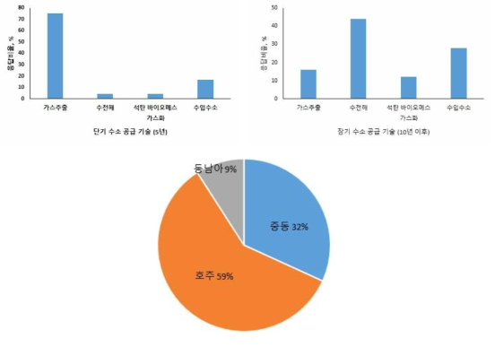 장·단기 수소 공급 및 수소 수입 국가에 대한 목표 설문 조사
