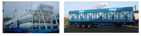Air Liquide 사의 튜브트레일러 (Description of selected FCH systems and infrastructure, relevant safety features and concepts, HYresponse, Final version, 2015)
