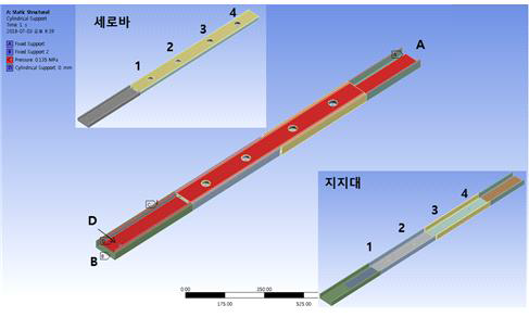 접이식 컨테이너 1차 시작품 보완 측벽 보강대 해석조건