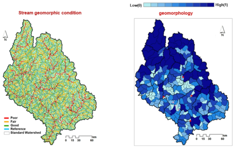 한강 대권역 하천(stream geomorphology) 평가요소에 대한 유역건전성 평가