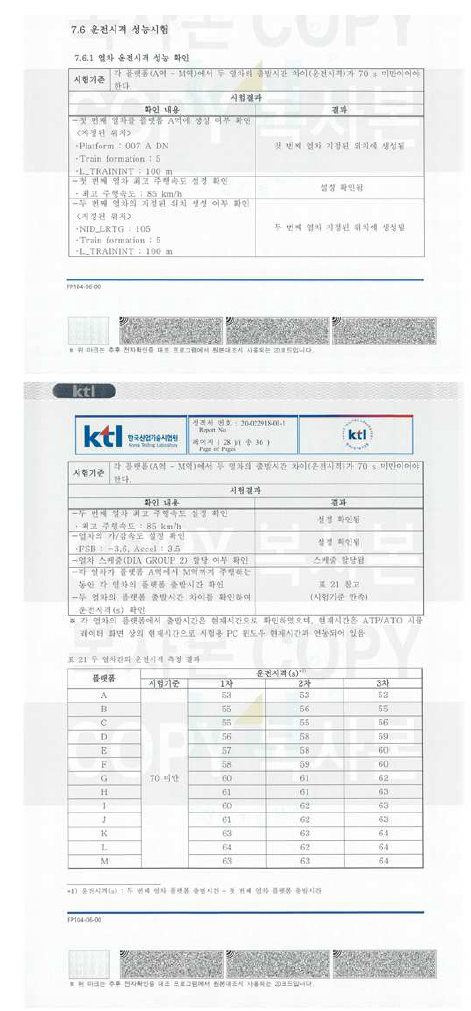 운전시격 성능확인 결과