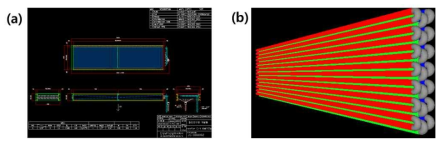 (a) 한국철도기술연구원으로부터 제공받은 증발기 도면, (b) 코일디자이너를 통해 모델링한 증발기 형상