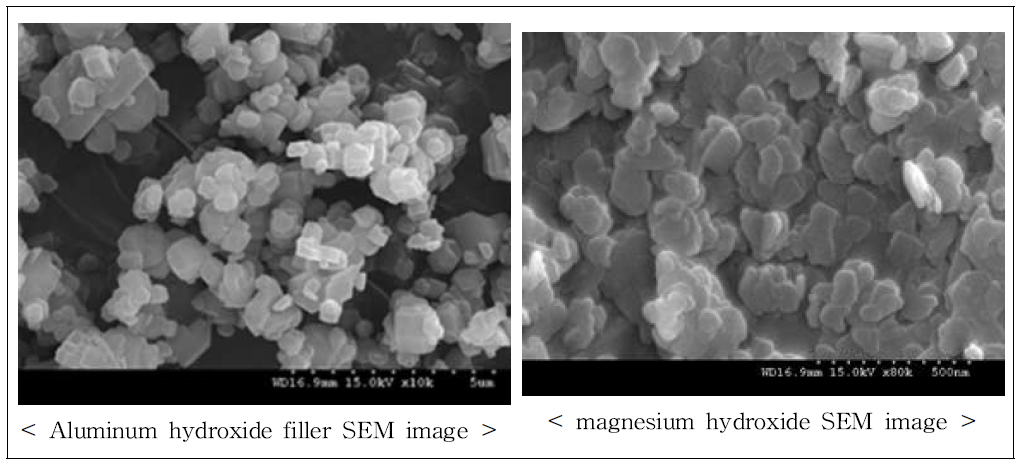 수산화 알루미늄 및 마그네슘 SEM 사진
