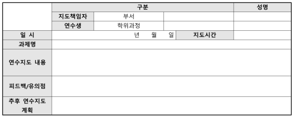 연수책임자 연수지도일지(안)