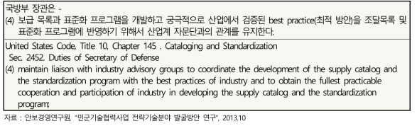 미국 국방 목록화 및 표준화 법에서의 국방부 장관의 표준화 의무사항