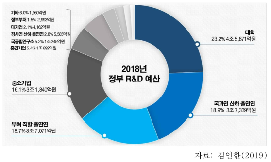 국가연구개발 관련 예산 배분 현황 (2019)