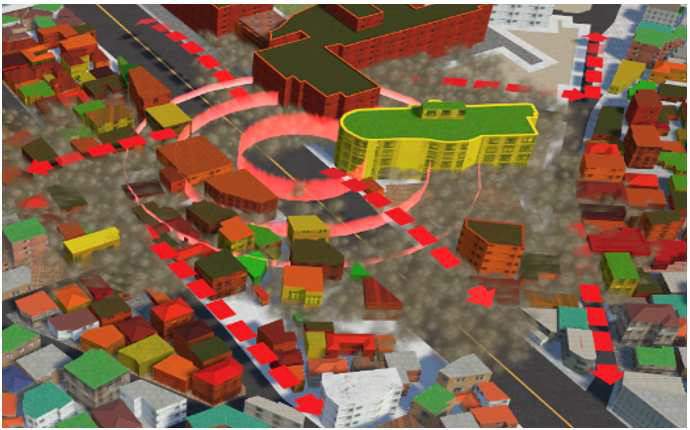 디지털트윈 기반 대피경로 선정 알고리즘을 이용한 지진 현황 및 대피 경로