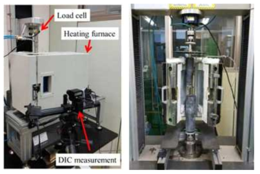 고온 인장 시험 장비: (왼) ~250°C, (오) ~470°C