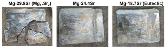 Mg-Sr계 금속간화합물을 무릎높이에서 떨어트린 후의 주조재