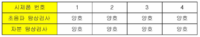 연결기 시제품 탐상 검사 결과