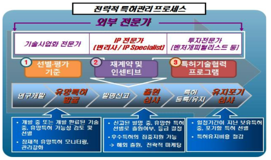 외부 전문가의 특허관리 프로세스 참여체계 개념도