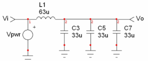 1단 LC 필터 시뮬레이션 회로도
