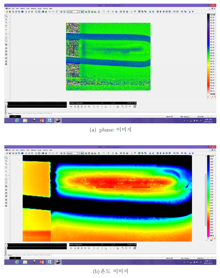 결함검출을 위한 온도와 위상차 이미지