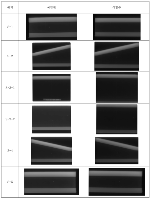 비파괴 검사 시험전과 시험후의 X-ray 모습2