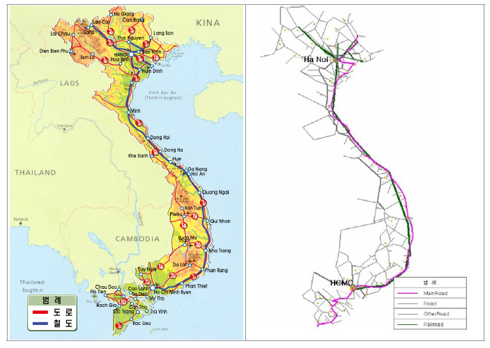 베트남 도로 및 철도망
