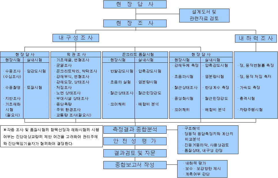 정밀안전진단 업무 흐름도(강교량)