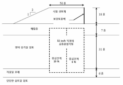 시험 성토체의 단면도