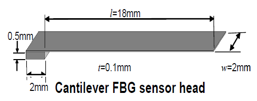 Cantilever FBG sensor의 제원