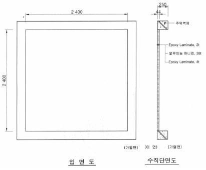 내화성능 시험에 사용된 시험체 구조 - 1