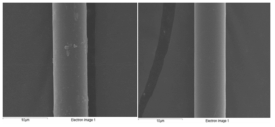 SEM photos of virgin and recycled carbon fiber