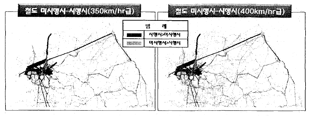 서동축 신선대안의 미시행시-시행시 배정결과 차이 (철도)