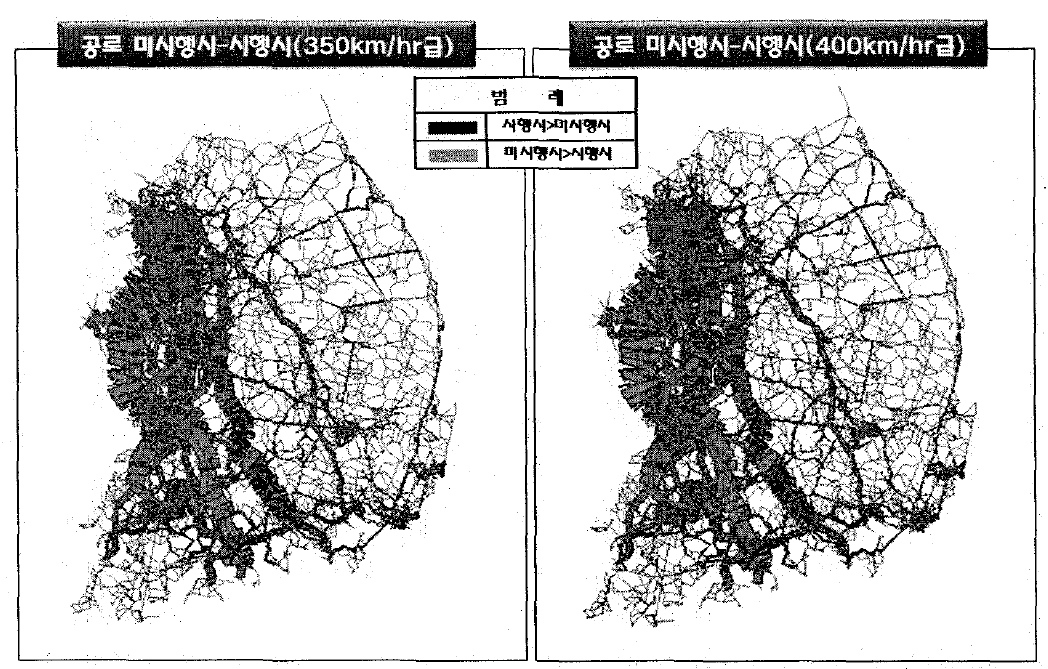 서해축 신선대안의 미시행시-시행시 배정결과 차이(공로)