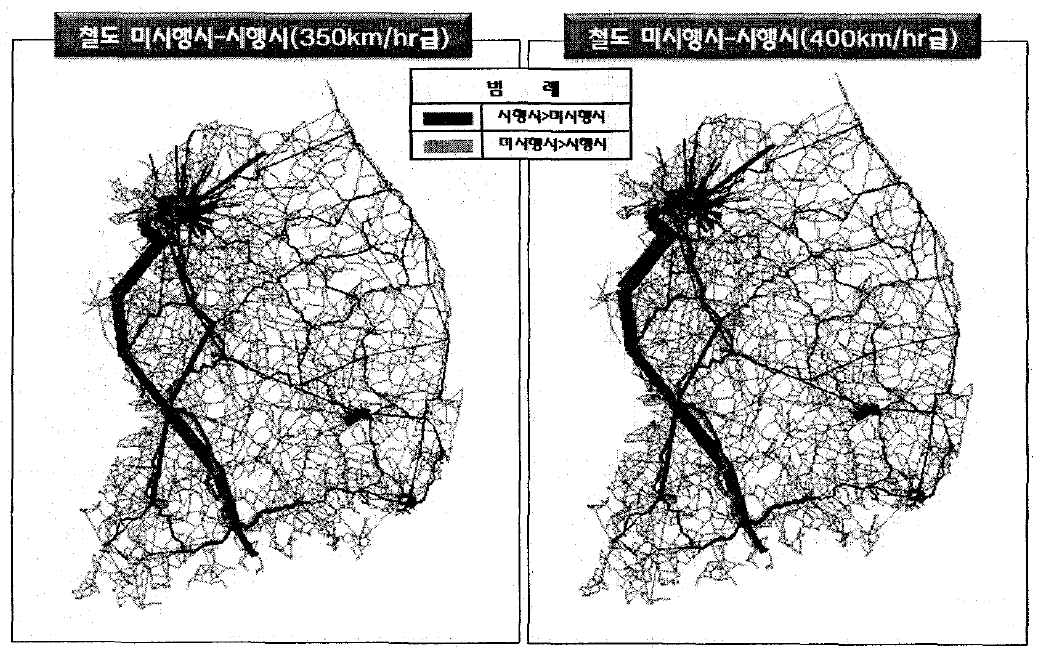 서해축 신선대안의 미시행시-시행시 배정결과 차이(철도)