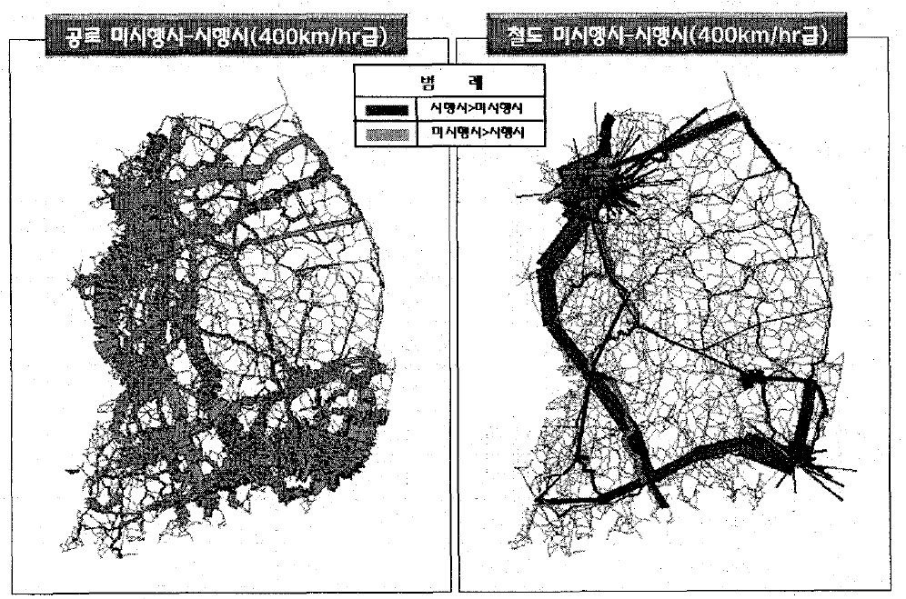 3개축 모두 건설시 신선대안의 미시행시-시행시 배정결과 차이 - 미시행시: do something