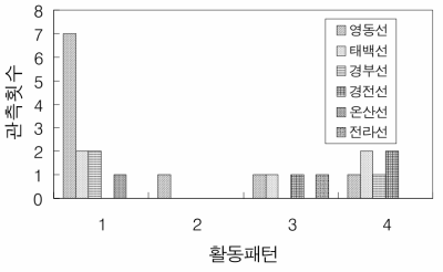 노선별 활동타입 분포