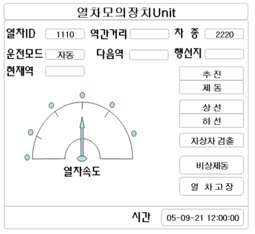 열차모의장치의 화면