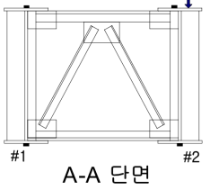 옥계천교 센서부착위치(단면도 : 단면 A-A 동해방향)