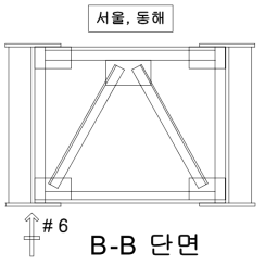 옥계천교 센서부착위치(단면도 : 단면 B-B 동해방향)