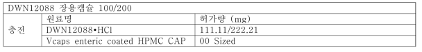 DWN12088 장용캡슐 100/200 mg 원료의약품 및 그 분량