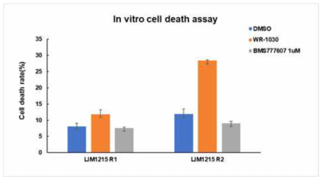 Cetuximab 2차 저항성 대장암 세포주에서의 WR-1030에 의한 세포사멸 유도 확인