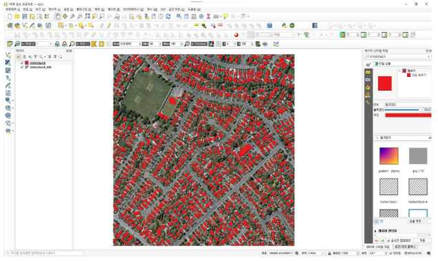 벡터 데이터의 Georeferencing 결과 예시