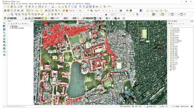 생성된 건물 벡터의 Georeferencing 결과