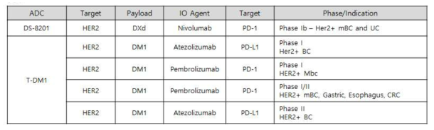 HER2 양성 암종에 대한 타사 ADC와 면역항암제 (IO agent) 병용 임상 연구
