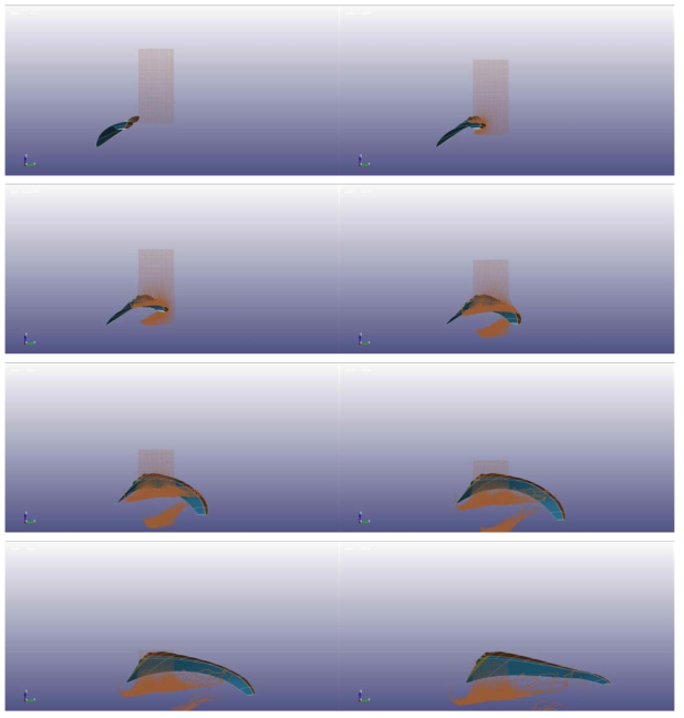 조류충돌 안전성 향상 복합재 블레이드 조류충돌 해석 결과 – 측면도