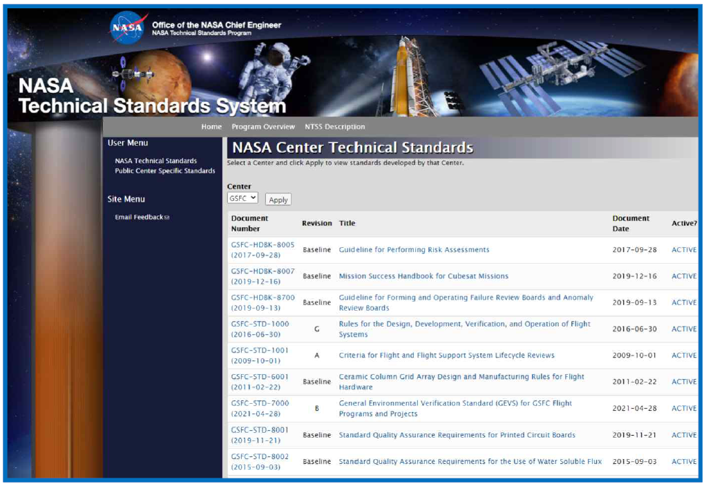 NASA NTSS 시스템의 메인 화면