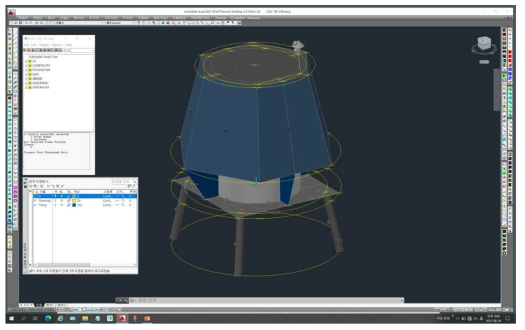 열해석 프로그램에서의 달 착륙선 열모델 개발 모습