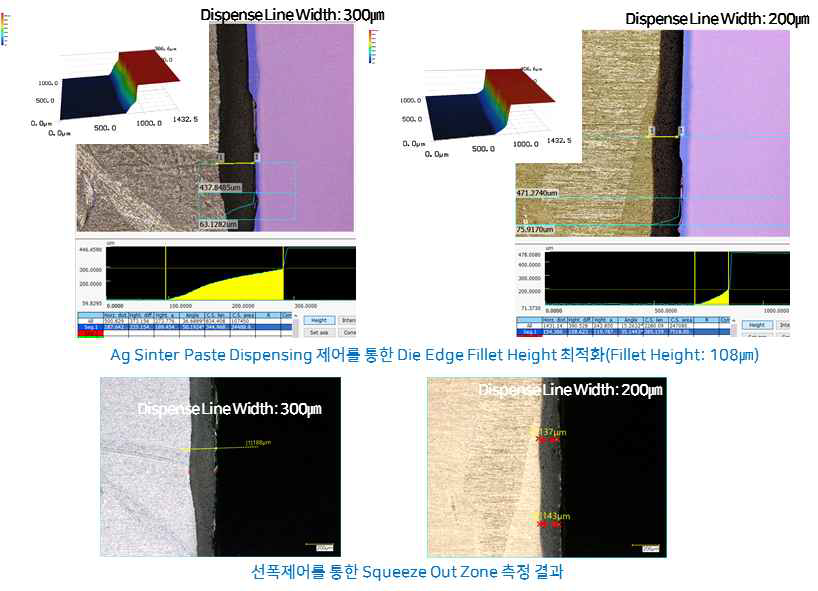 Ag Sinter Paste Edge Fillet 및 Squeezed Out Zone 최적화