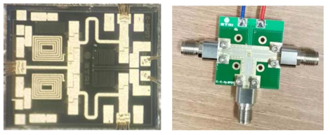 C 대역 SPDT 스위치 MMIC 사진 및 시험치구 사진