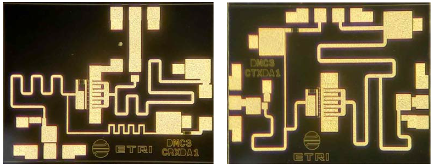 C 대역 수신 및 송신 DA MMIC 사진